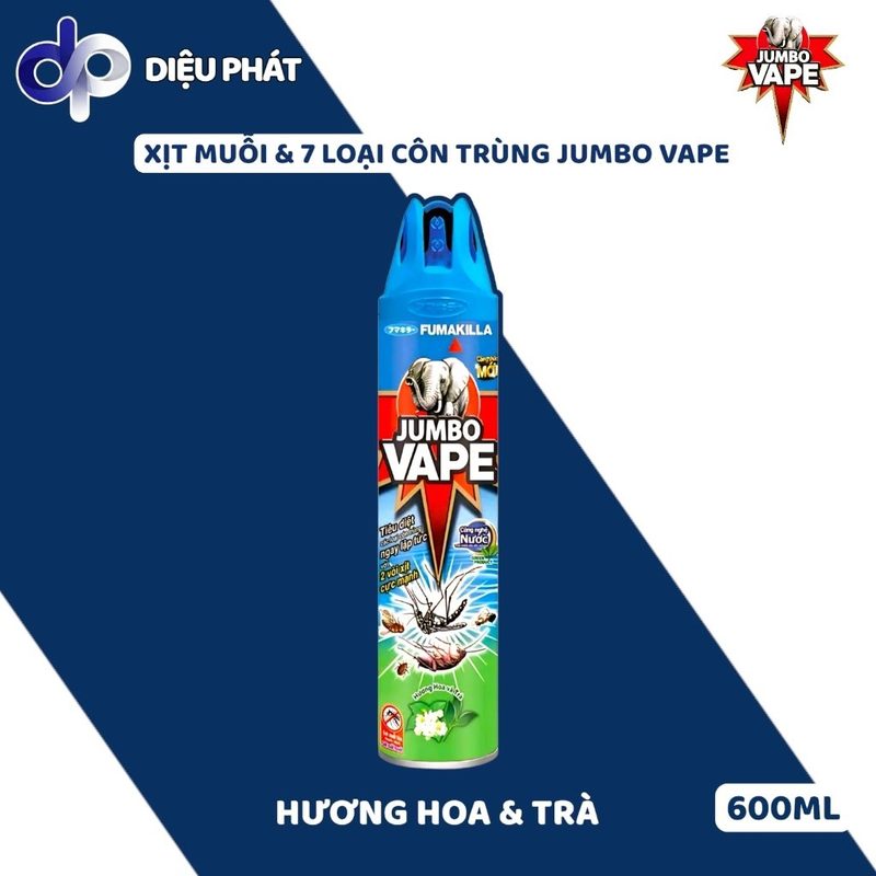 Ảnh 3 của Thùng Xịt Côn Trùng JUMBO VAPE Chai 600ML - Cam Chanh, Không Mùi, Lavender, Hoa Lài, Hoa & Trà