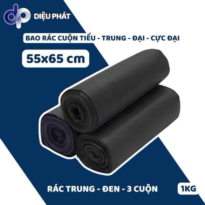 COMBO 5 Túi Rác Cuộn Đen Và Màu Gói 1KG Dày Dặn Dai Chắc Có Đường Gân Xé Tiện Lợi Cho Gia Đình