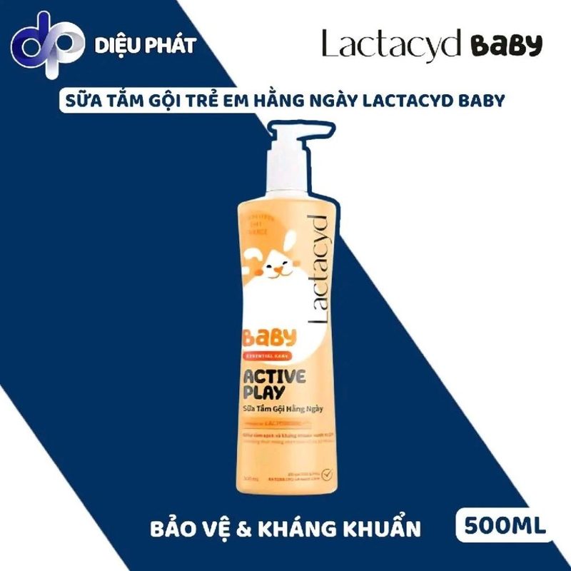 Ảnh 2 của COMBO Sữa Tắm Gội Cho Bé Lactacyd Baby 500ML Gentle Care Extra Milky Active Play Giảm Rôm Sảy