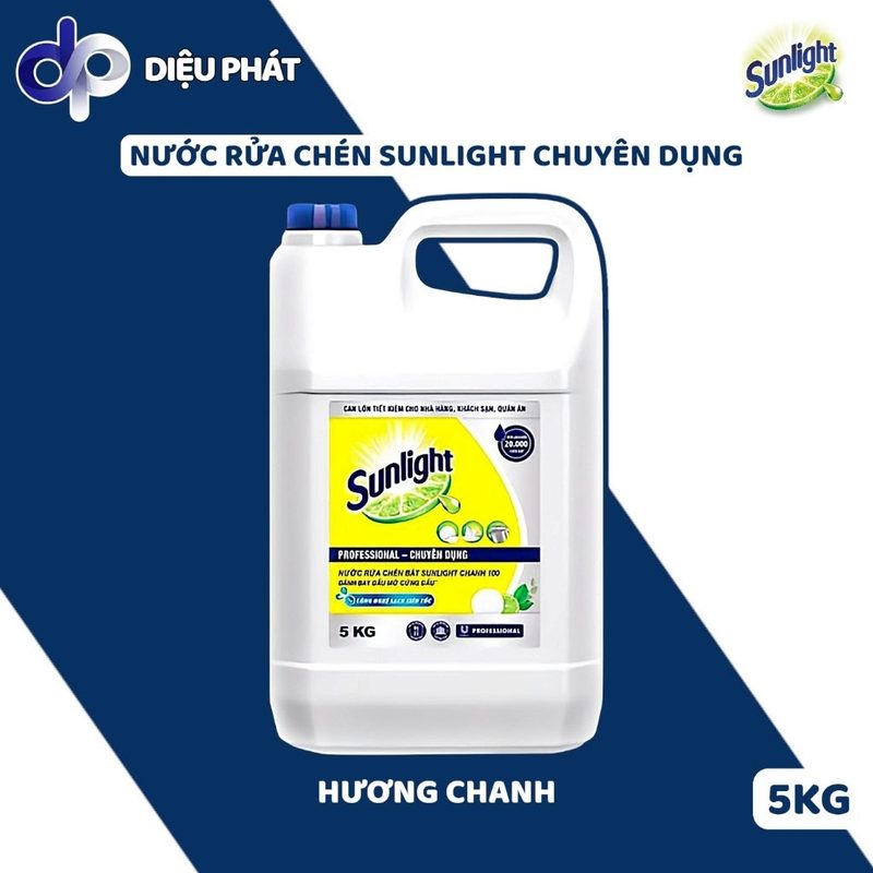 COMBO Nước Rửa Chén Sunlight Chanh 100 Can 5Kg - Làm Sạch Chén Dĩa - Chuyên Dụng Nhà Hàng, Quán Ăn