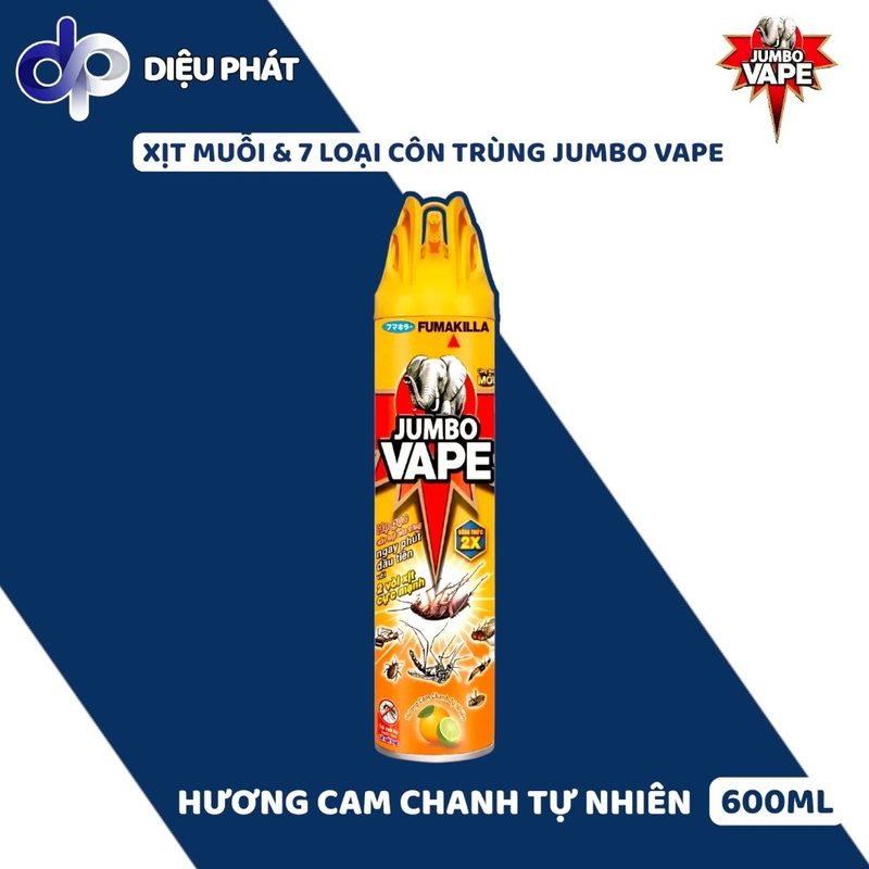 Ảnh 6 của Thùng Xịt Côn Trùng JUMBO VAPE Chai 600ML - Cam Chanh, Không Mùi, Lavender, Hoa Lài, Hoa & Trà
