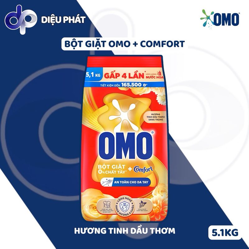 Ảnh 2 của Bột Giặt OMO Và OMO Hương Comfort Gói Lớn 5.1KG 5.5KG Tiết Kiệm, Sạch Vết Bẩn