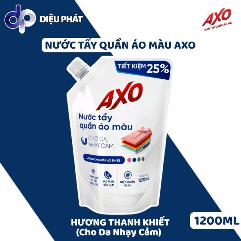Ảnh 2 của COMBO 4 Nước Tẩy Quần Áo Màu AXO Hoa Anh Đào & Thanh Khiết Túi 1200ml