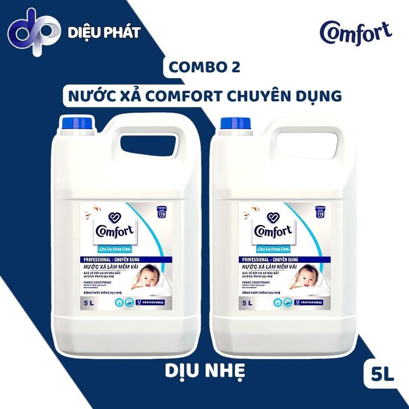 COMBO Nước Xả Comfort Chuyên Dụng Đậm Đặc Hương Dịu Nhẹ Cho Da Nhạy Cảm 5KG - Giặt Ủi