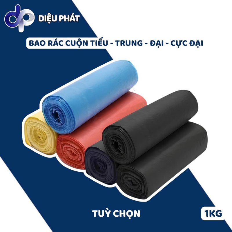COMBO Sỉ 25 Túi Rác Cuộn Đen Và Màu Gói 1KG Dày Dặn Dai Chắc Có Đường Gân Xé Tiện Lợi Cho Gia Đình