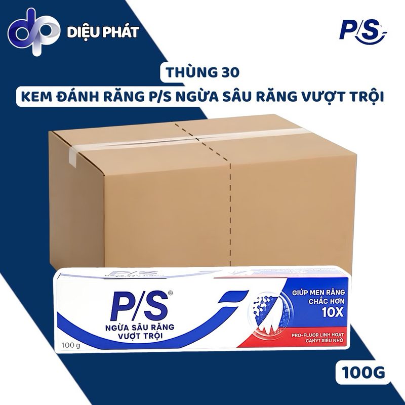 Ảnh 2 của Thùng Kem Đánh Răng P/S Ngừa Sâu Răng Vượt Trội 100g - Trắng Răng