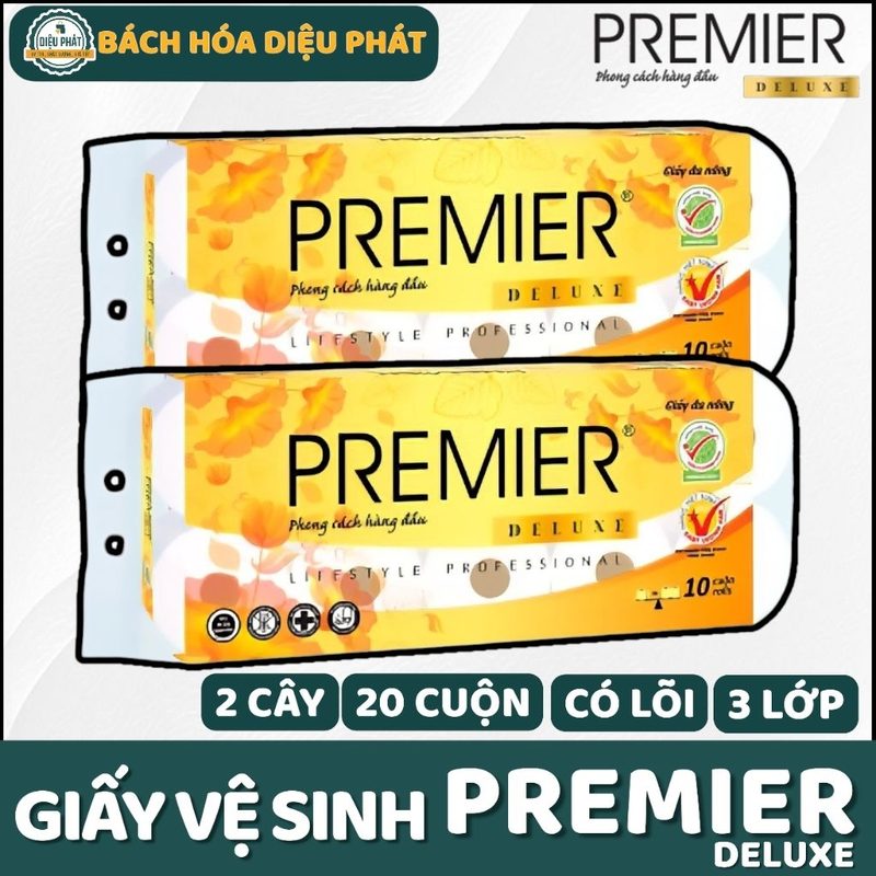 Ảnh 2 của COMBO 4 Giấy Vệ Sinh Premier Deluxe 3 Lớp – Gói 10 Cuộn Trắng, Không Mùi, Thấm Hút Tốt