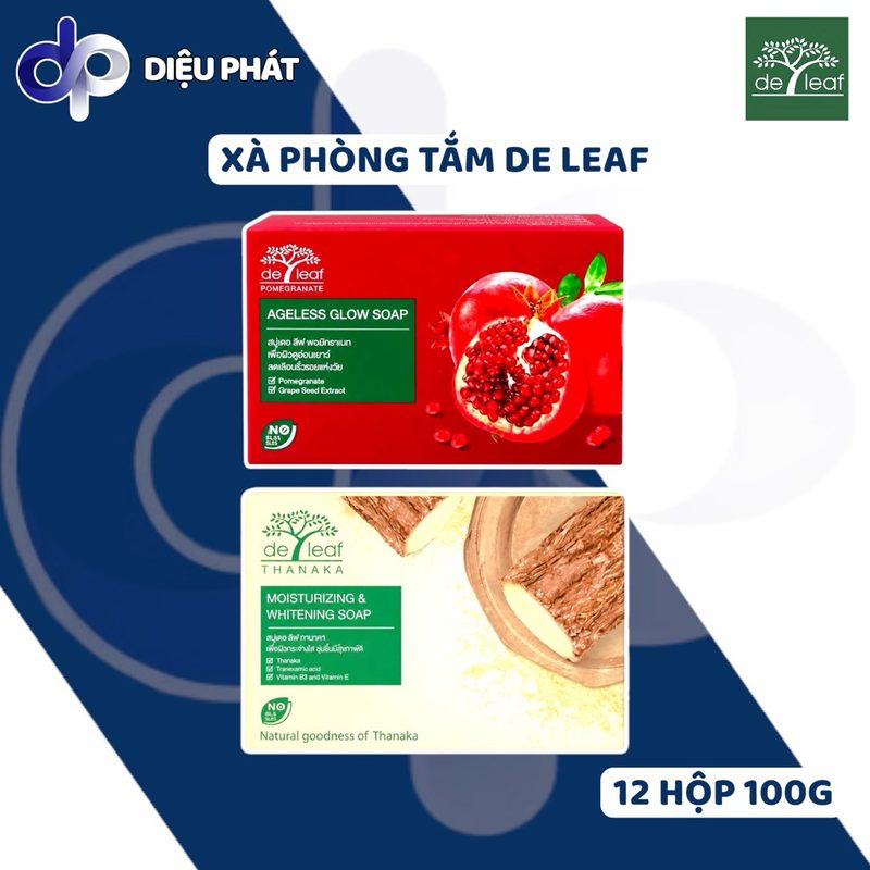 COMBO 12 Xà Phòng Tắm De Leaf 100G Trắng Sáng Ẩm Mịn Săn Chắc Làn Da