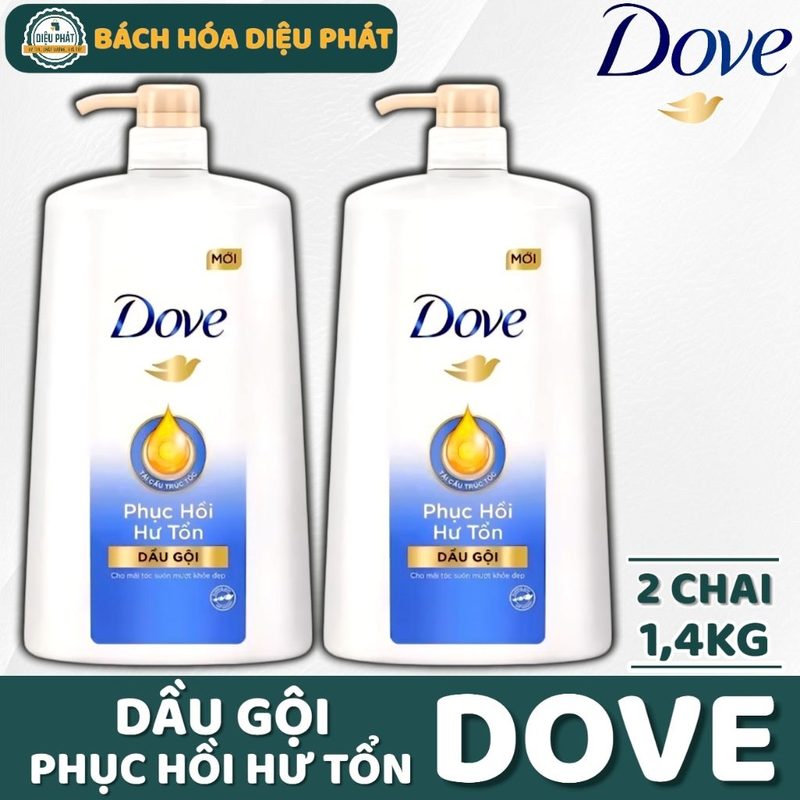 COMBO 3 Dầu Gội Dove Phục Hồi Hư Tổn 1.4KG – Làm Mềm & Tái Tạo Tóc Hư Tổn