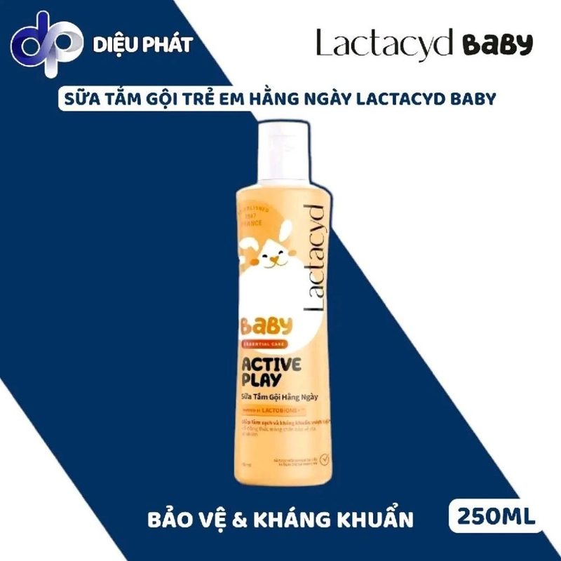COMBO Sữa Tắm Gội Cho Bé Lactacyd Baby 250ML Gentle Care Extra Milky Active Play Giảm Rôm Sảy