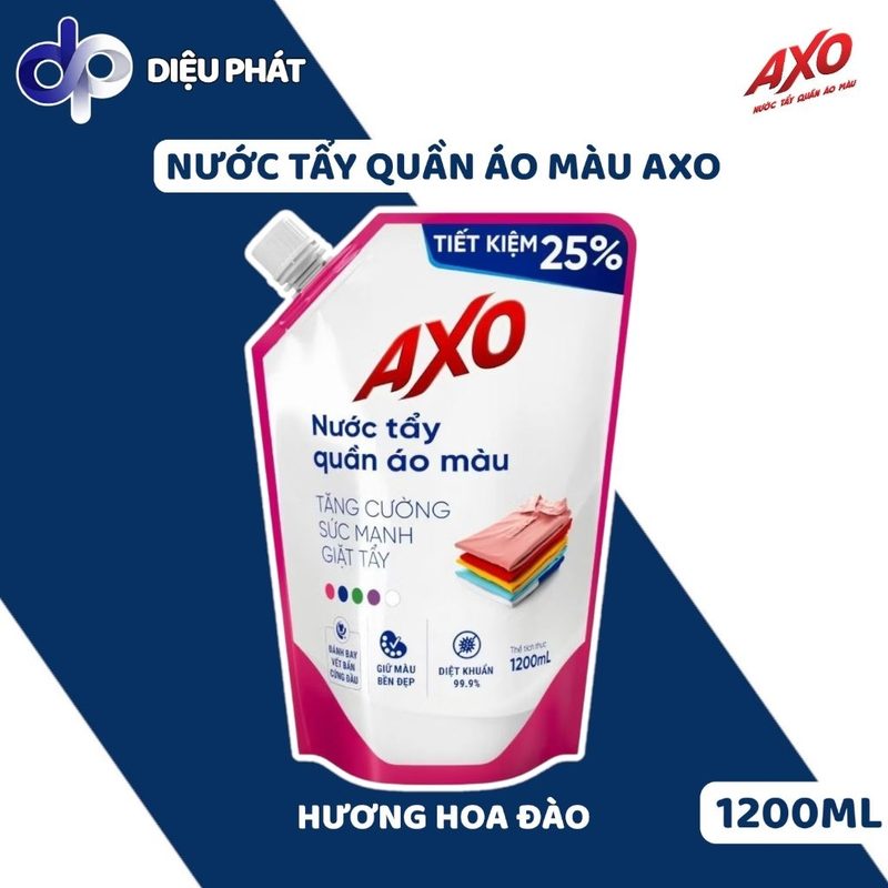 Ảnh 2 của COMBO 3 Nước Tẩy Quần Áo Màu AXO Hoa Anh Đào & Thanh Khiết Túi 1200ml - Tẩy Sạch Không Phai Màu