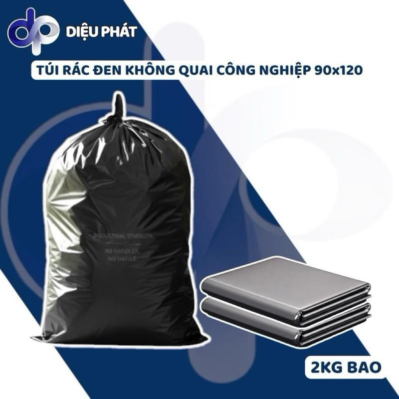 COMBO 2KG Túi Rác Đen Công Nghiệp 90x120 Không Quai 1KG 7 - 9 Cái Vừa Thùng 120L Dày Dặn Chịu Tải Cao
